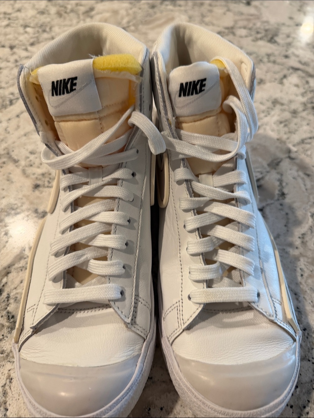 Nike Women’s Mid-Top White Leather Sneakers with Cream Accents